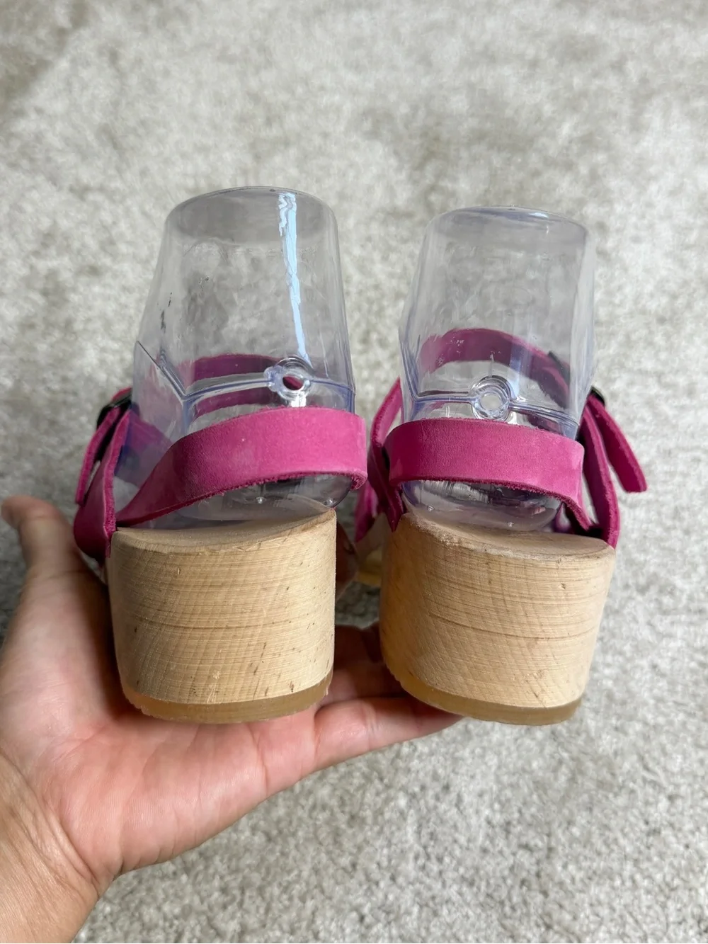Unbranded Girls Cape Pink Woven Leather Woden Sole Clogs Sandals 33/US 2